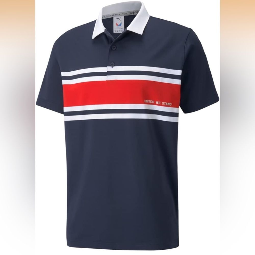 Puma x Volition Flight Deck Short Sleeve Blue United We Stand Golf Polo. Small.